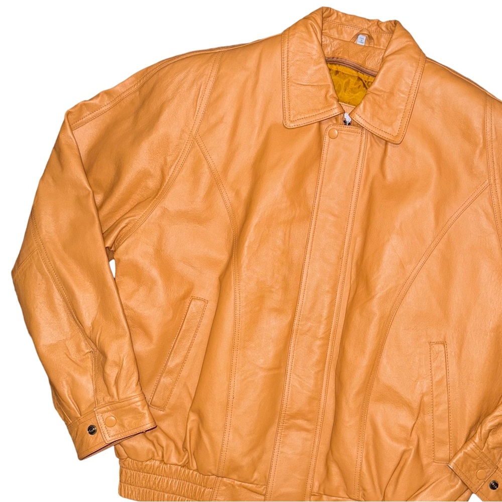 💙💖 Vintage Leather Saddle Tan Full Zip Jacket